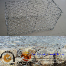 Le champ en gros sauve des cages en acier 2x1x0.5m hexagonal galvanisé à chaud gabions paniers en pierre 60x80mm trou gabion fil maille boîtes